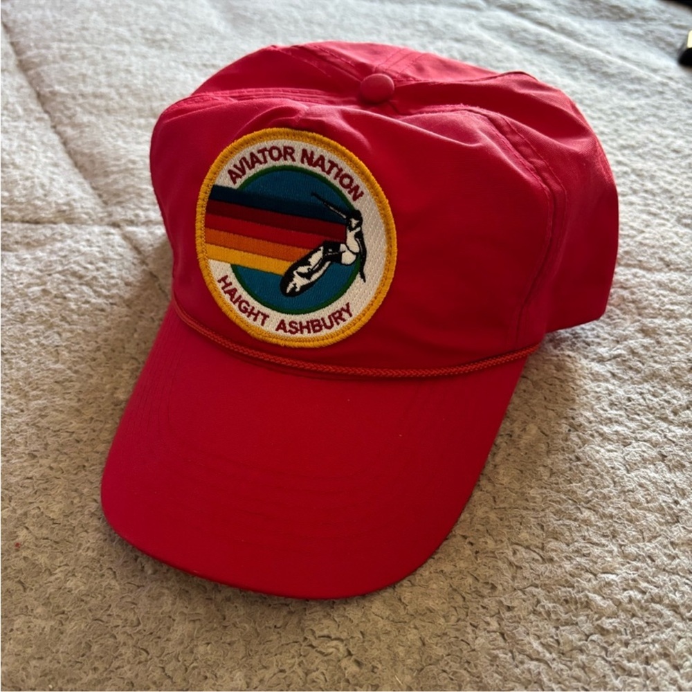 Aviator Nation Red Cap with Rainbow Patch